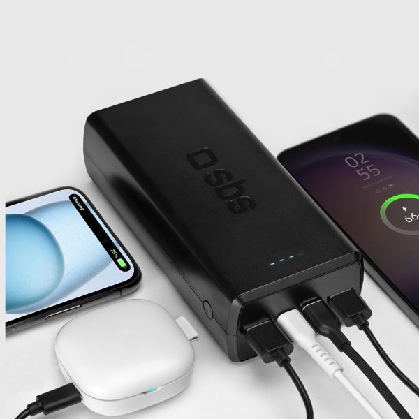 Powerbank 30000mAh USB-C USB-A - melns