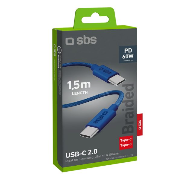 Pīts USB-C kabelis - USB-C 60W 1.5m - Zils