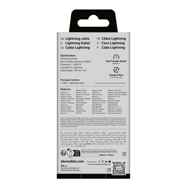 Kabelis USB-A - iPhone Lightning - Balts