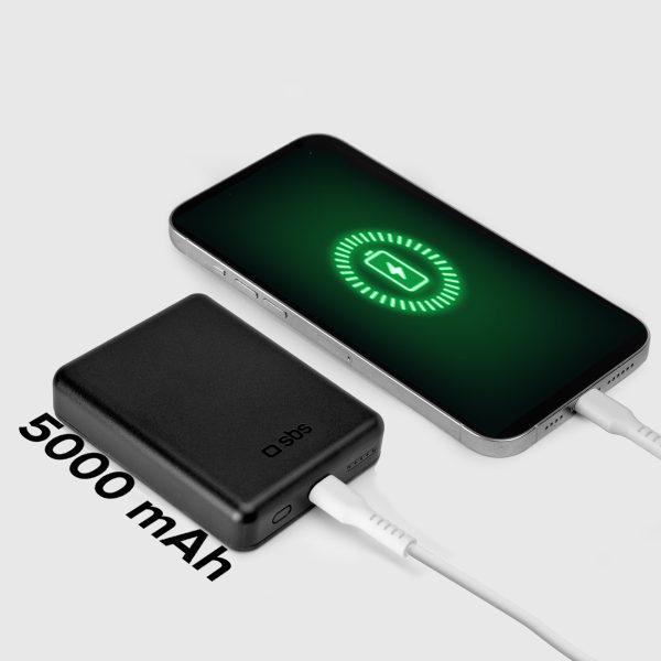 5000mAh bezvadu pārnēsājamais akumulators ar USB-C un MagSafe adapteriem - melns