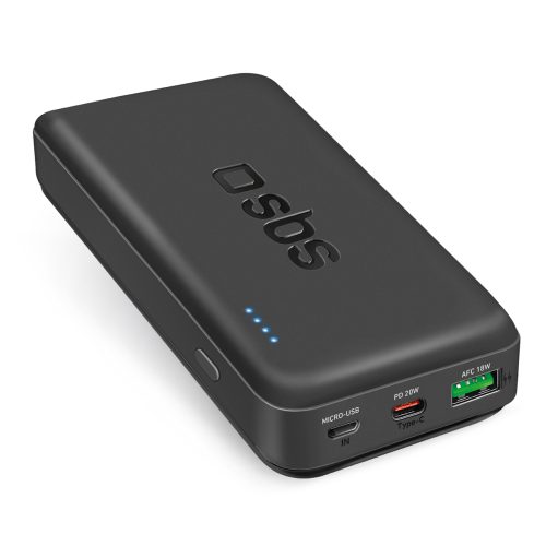 Powerbank 20000mAh PD USB-C USB-A Micro USB 20W - melns