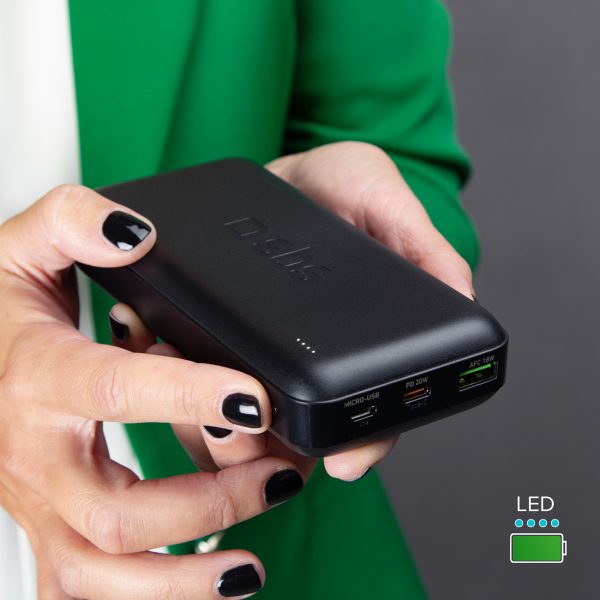 Powerbank 20000mAh PD USB-C USB-A Micro USB 20W - melns