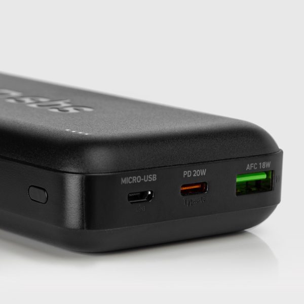 Powerbank 20000mAh PD USB-C USB-A Micro USB 20W - melns