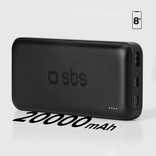 Powerbank 20000mAh PD USB-C USB-A Micro USB 20W - melns