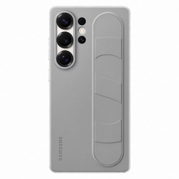 Samsung vertikāli stāvošs maciņš ar rokturi un statīvu priekš Samsung Galaxy S25 Ultra - pelēks