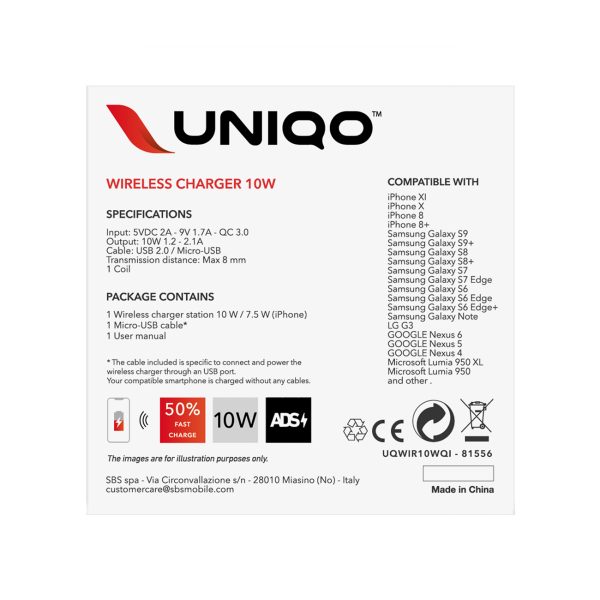 Quick Charge 3.0 10W bezvadu lādētājs - melns