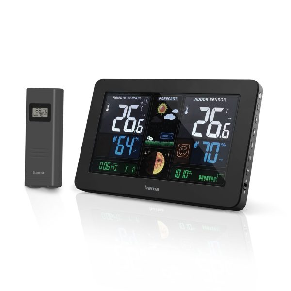 Hama Premium meteoroloģiskā stacija ar krāsainu USB displeju - melna