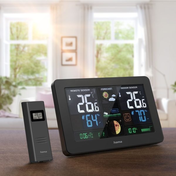 Hama Premium meteoroloģiskā stacija ar krāsainu USB displeju - melna
