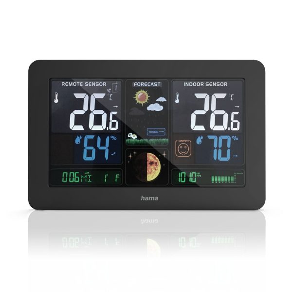 Hama Premium meteoroloģiskā stacija ar krāsainu USB displeju - melna