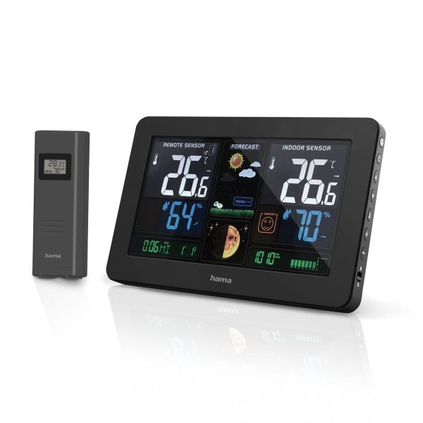 Hama Premium meteoroloģiskā stacija ar krāsainu USB displeju - melna