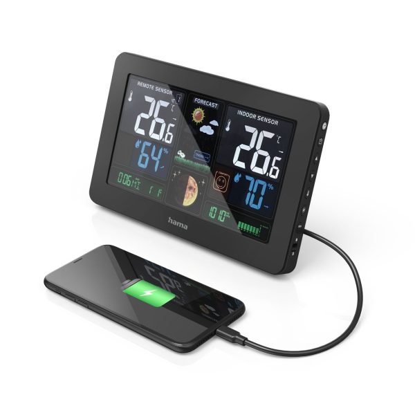 Hama Premium meteoroloģiskā stacija ar krāsainu USB displeju - melna
