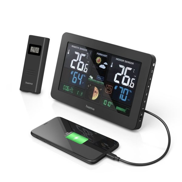 Hama Premium meteoroloģiskā stacija ar krāsainu USB displeju - melna