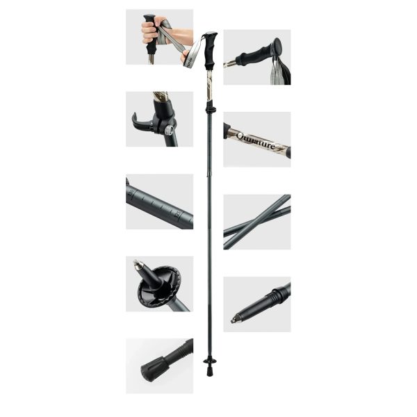 Nūjošanas trekinga nūjas, alumīnija, 110–130 cm – brūnas