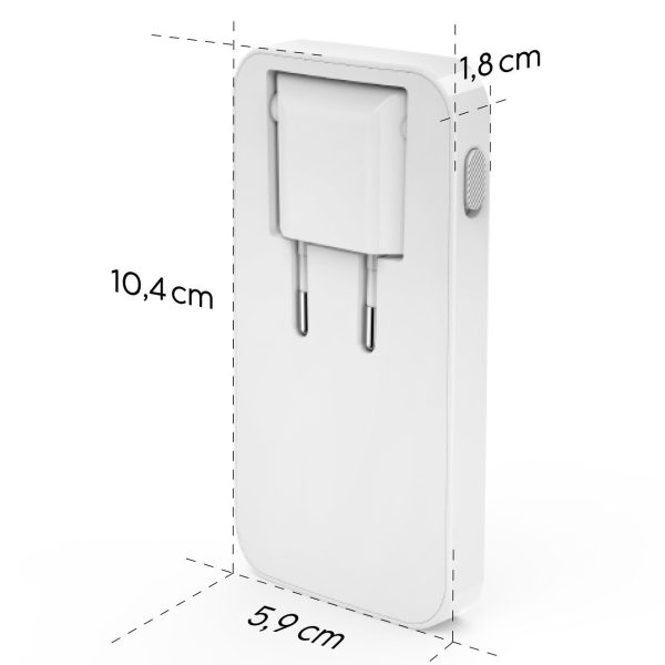 Salokāms GaN USB-C USB-A 65W sienas lādētājs - balts