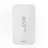 Salokāms GaN USB-C USB-A 65W sienas lādētājs - balts