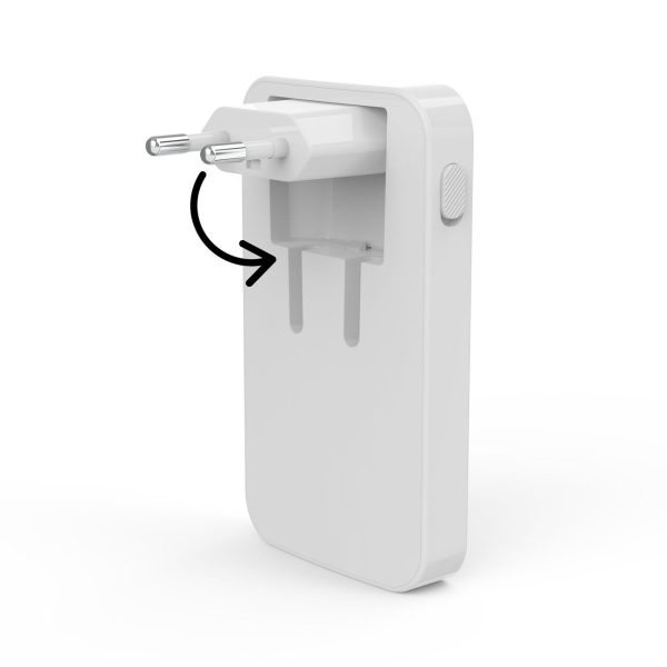 Salokāms GaN USB-C USB-A 65W sienas lādētājs - balts