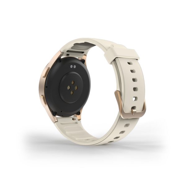 Hama 8900 GPS AMOLED 1.32" viedpulkstenis ar bēšu silikona siksniņu - zelta