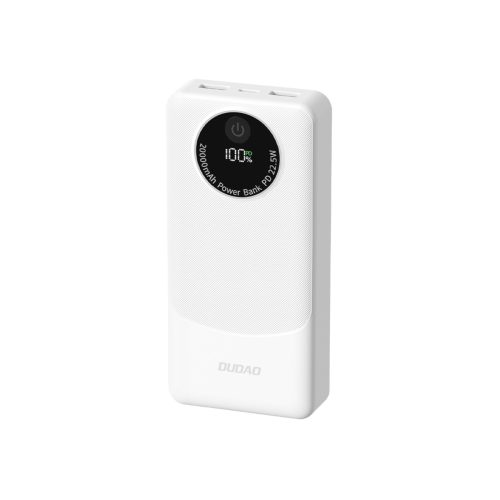 Powerbank K12 10000mAh USB-A USB-C PD22.5W - balts
