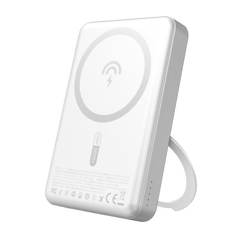 Powerbank K28 10000mAh ar MagSafe ar metāla korpusu un PD statīvu 22.5W - sudrabs