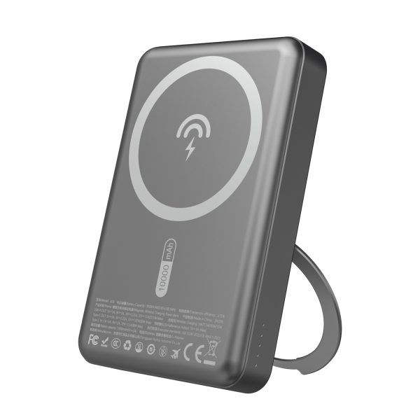 Powerbank K28 10000mAh ar MagSafe ar metāla korpusu un PD statīvu 22.5W - pelēks