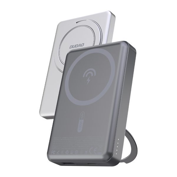 Powerbank K28 10000mAh ar MagSafe ar metāla korpusu un PD statīvu 22.5W - pelēks