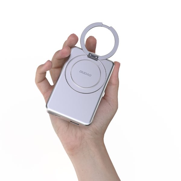 Powerbank K28 10000mAh ar MagSafe ar metāla korpusu un PD statīvu 22.5W - pelēks