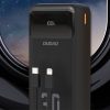 Powerbank 30000mAh ar iebūvētiem PD kabeļiem 22,5W - melns