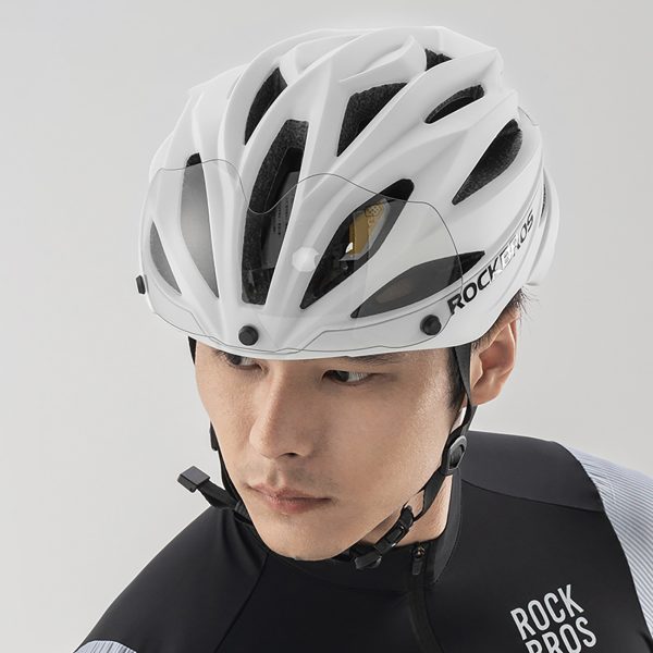 Unisex velosipēda ķivere ar noņemamu vizieri un UV filtra brillēm - matēti balta