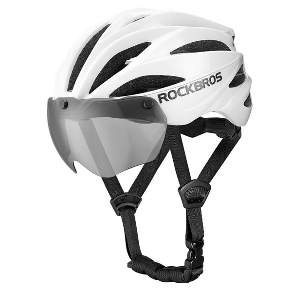 Unisex velosipēda ķivere ar noņemamu vizieri un UV filtra brillēm - matēti balta