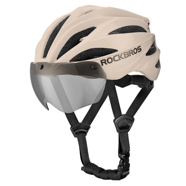 Unisex velosipēda ķivere ar noņemamu vizieri un UV filtra brillēm - brūna