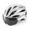 Unisex velosipēda ķivere ar noņemamu vizieri un UV filtra brillēm - balta