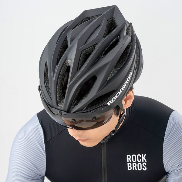 Unisex velosipēda ķivere ar noņemamu vizieri un UV filtra brillēm - melna un brūna
