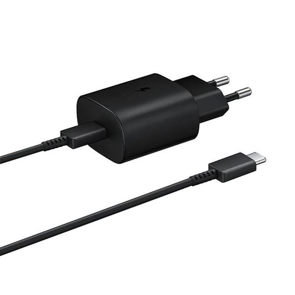 Samsung USB-C 25W sienas lādētājs ar USB-C kabeli - melns