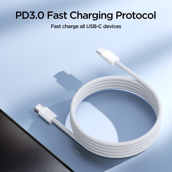 Ben sērijas USB-C 60W 1m kabelis - balts