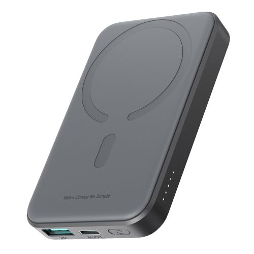 Induktīvā pārnēsājamā uzlādes ierīce 5000mAh USB-A USB-C 20W ar USB-C kabeli - melna