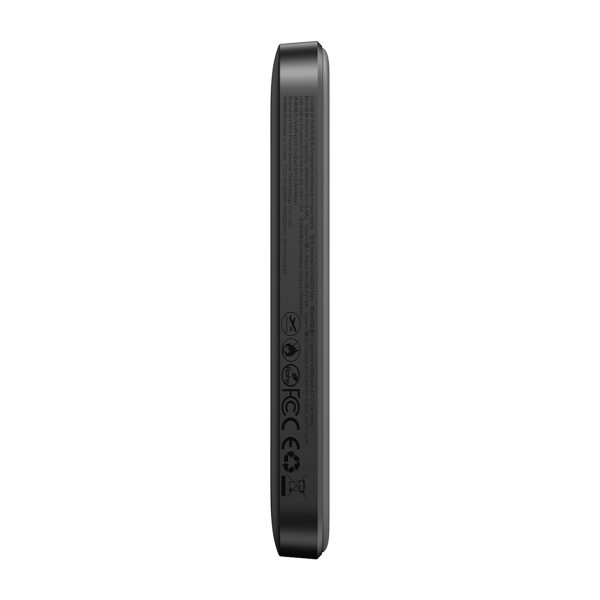 Induktīvā pārnēsājamā uzlādes ierīce 5000mAh USB-A USB-C 20W ar USB-C kabeli - melna