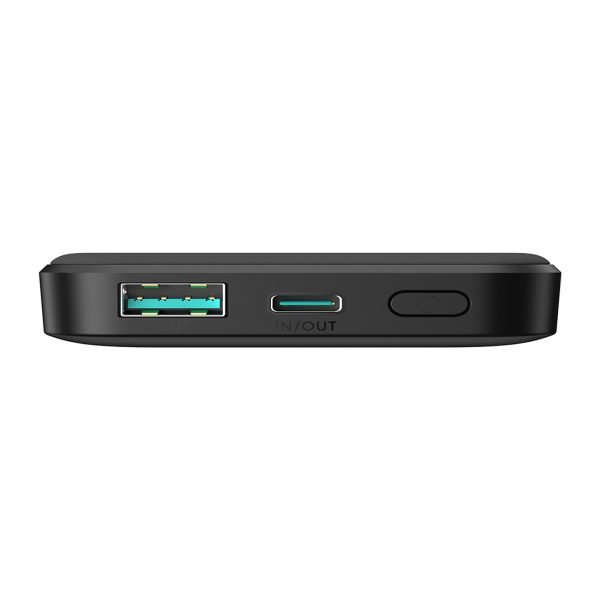 Induktīvā pārnēsājamā uzlādes ierīce 5000mAh USB-A USB-C 20W ar USB-C kabeli - melna
