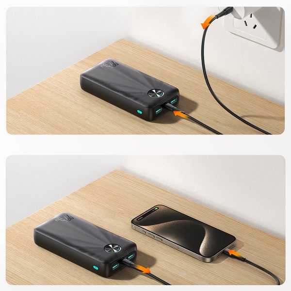 Powerbank 20000mAh USB-C USB-A 22.5W - melns