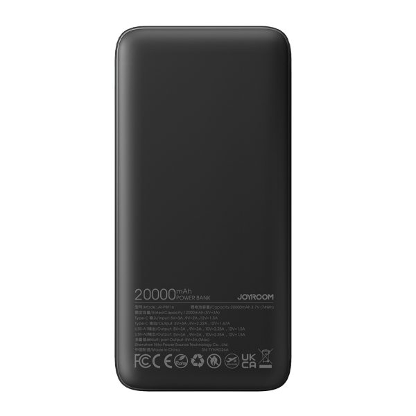 Powerbank 20000mAh USB-C USB-A 22.5W - melns