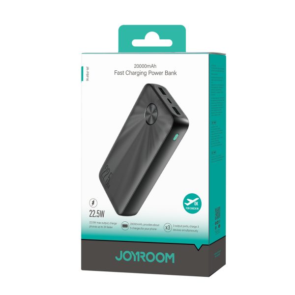 Powerbank 20000mAh USB-C USB-A 22.5W - melns
