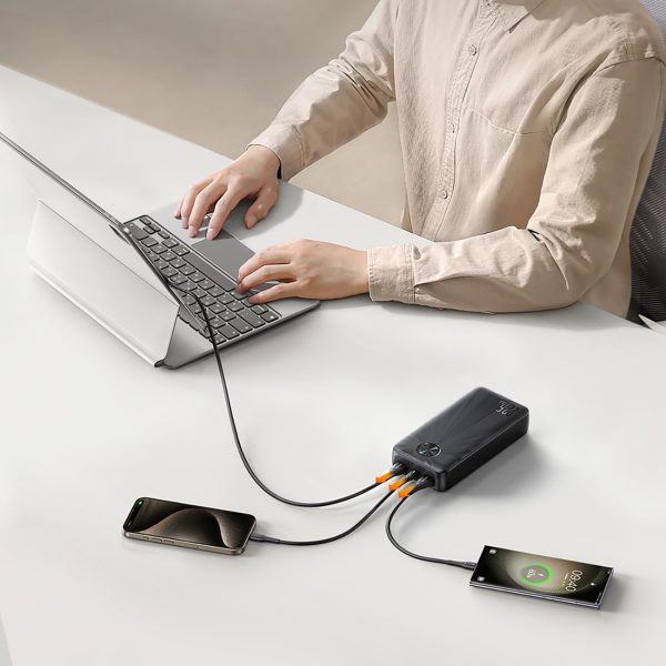 Powerbank 20000mAh USB-C USB-A 22.5W - melns