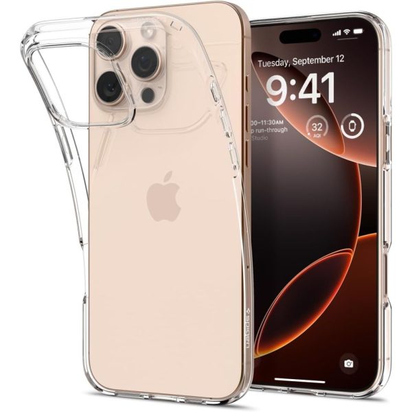 iPhone 16 Pro Max šķidro kristālu maciņš - caurspīdīgs