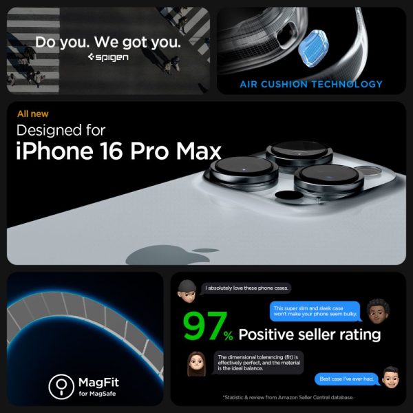 iPhone 16 Pro Max Enzo Aramid Mag vāciņš ar MagSafe aizsargapvalku — melns un sudrabkrāsas
