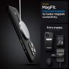 iPhone 16 Pro Max Enzo Aramid Mag vāciņš ar MagSafe aizsargapvalku — melns un sudrabkrāsas