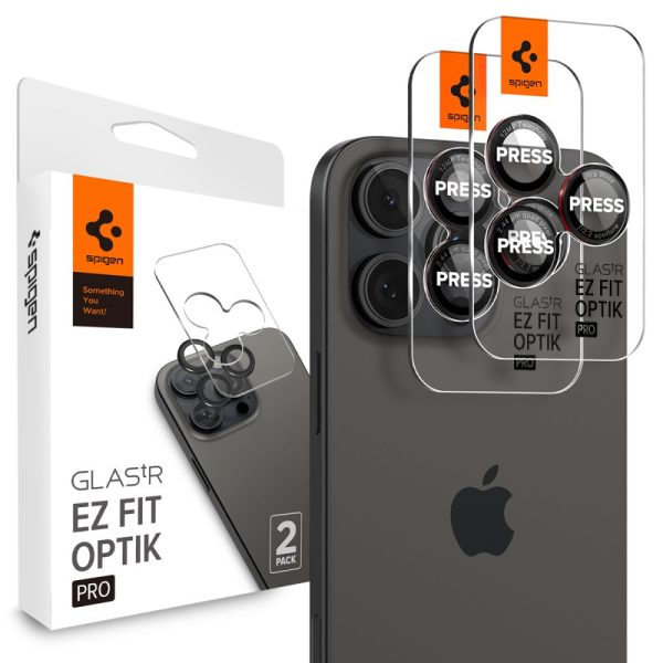 Rūdīts stikls iPhone 14 Pro/Pro Max/15 Pro/Pro Max/16 Pro/16 Pro Max kamerai - melns ar sarkanu malu