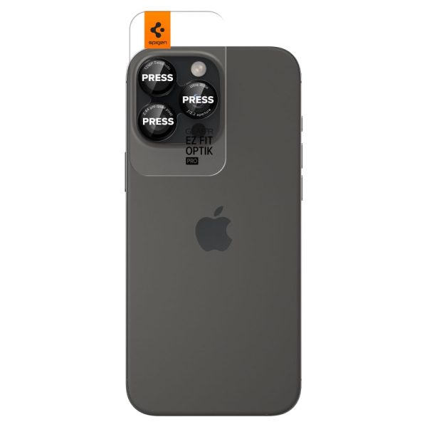 Rūdīts stikls iPhone 14 Pro/Pro Max/15 Pro/Pro Max/16 Pro/16 Pro Max kamerai - melns ar sarkanu malu