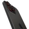 Rūdīts stikls iPhone 14 Pro/Pro Max/15 Pro/Pro Max/16 Pro/16 Pro Max kamerai - melns ar sarkanu malu