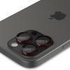 Rūdīts stikls iPhone 14 Pro/Pro Max/15 Pro/Pro Max/16 Pro/16 Pro Max kamerai - melns ar sarkanu malu