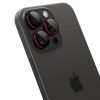 Rūdīts stikls iPhone 14 Pro/Pro Max/15 Pro/Pro Max/16 Pro/16 Pro Max kamerai - melns ar sarkanu malu