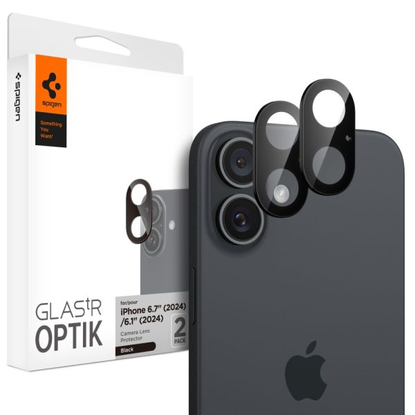 iPhone 16 / 16 PLUS kameras stikls, melns - 2 gab.